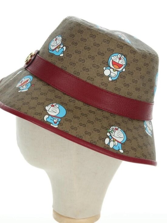 GUCCI x Doraemon Micro GG Supreme Doraemon Bucket Hat Brown Auth 166970SM main image 5